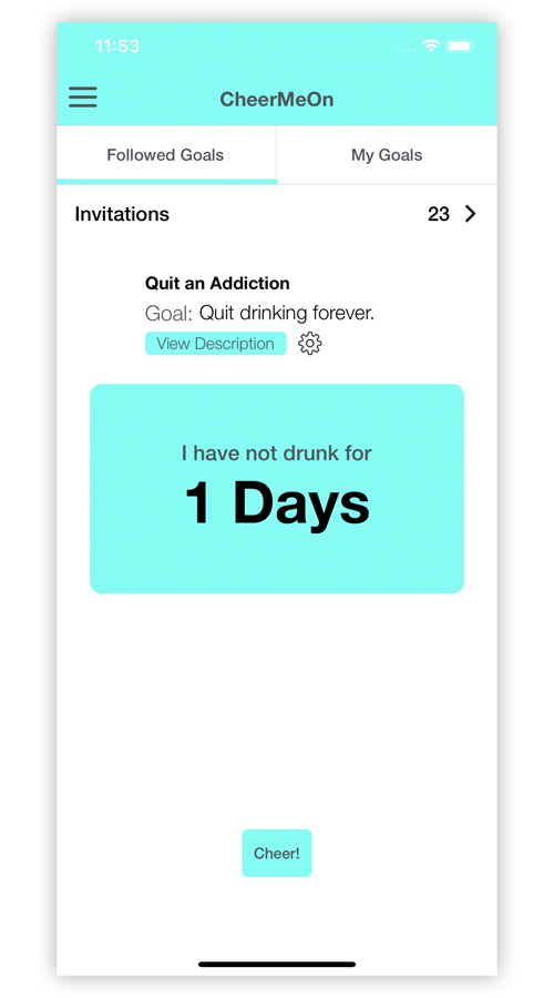 CHeerMeOn - Goal Tracking App